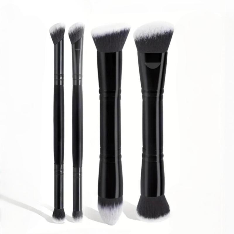 4Pcs Dual Ended Foundation Blush Brush Soft Bristles Professional Cosmetic Loose Powder Concealer Brush Makeup Tools