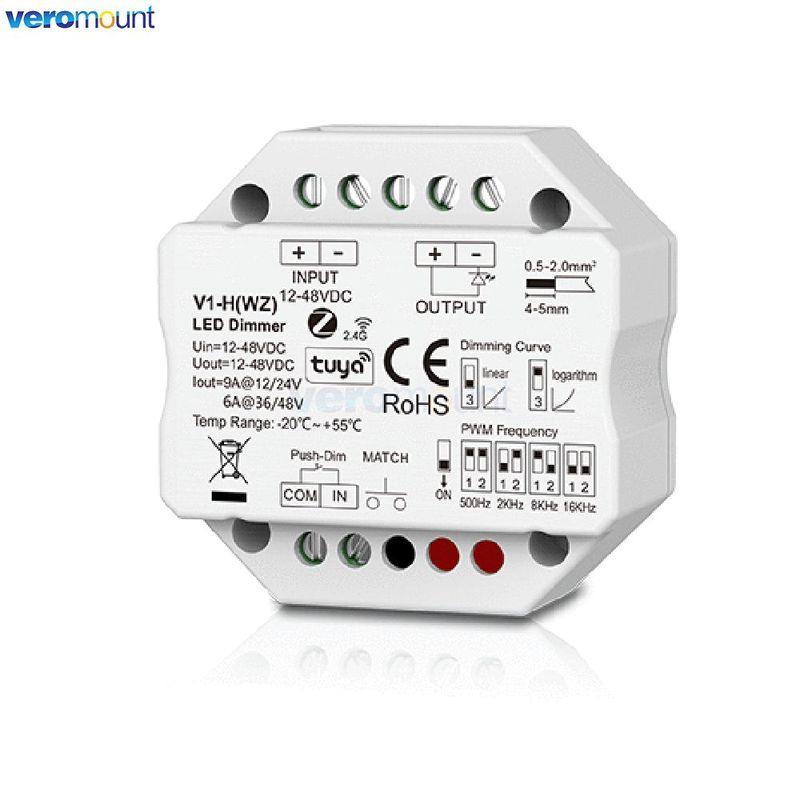 Skydance 1-Kanal*4A/8A 12-48VDC RF-Controller Push-Dim Wanddosenmontage V1-H 1-Kanal*6A/9A ZigBee & RF CV-Controller V1-H(WZ) Tuya App
