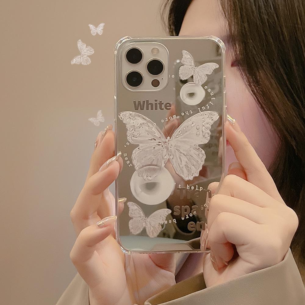 Retro Butterfly 13pro Max Apple IPhone 14 Mobile Phone Case 12 Suitable for 11 Anti-fall 15 Soft Cover 8p Mirror