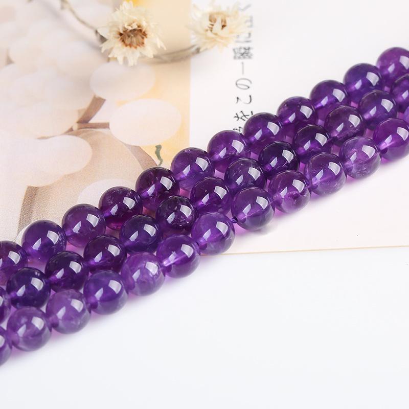 Urugwajskie lawendowe ametystowe okrągłe koraliki - naturalne kamienne akcesoria do biżuterii DIY