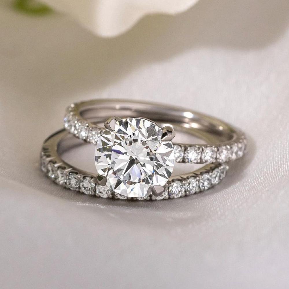 Full Moissanite Bridal Rings Set With D Color Diamond Engagement Ring 925 Silver Wedding Band For Women