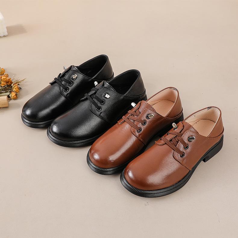 

Spring and Autumn New Women s Shoes Soft Leather Single Shoes Thick Heel British Soft Sole Casual Middle Lady s Mother s Large Size Work 42
