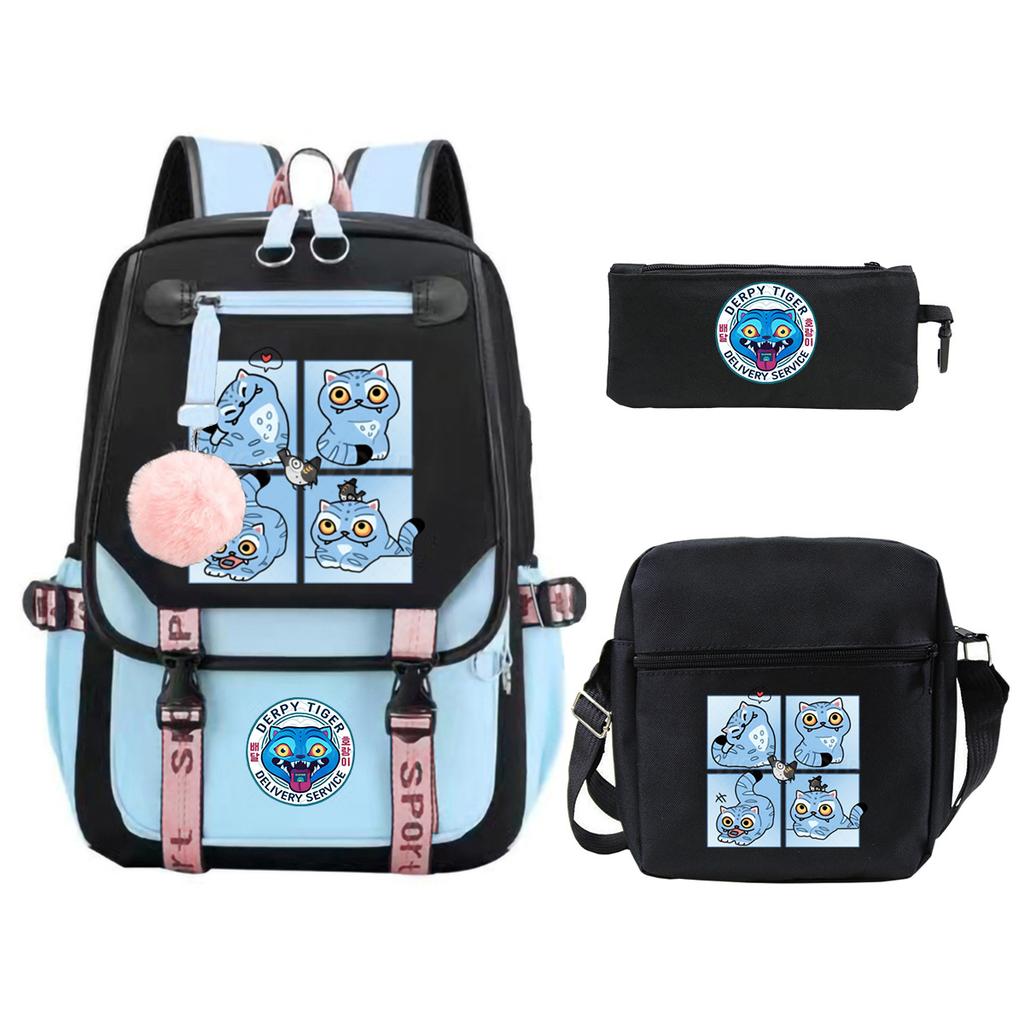 Witch Hunters Cartoon Peripheral Printing Children's Backpack Cross-border New Student School Bag Three-piece Shoulder Bag Pencil Bag