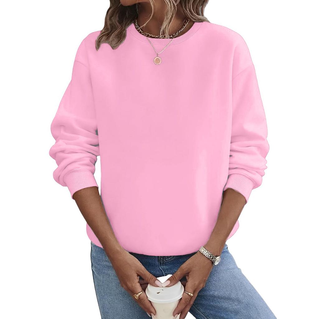 Women's Loose Long Sleeved Pullover Round Neck Large Color Hoodie