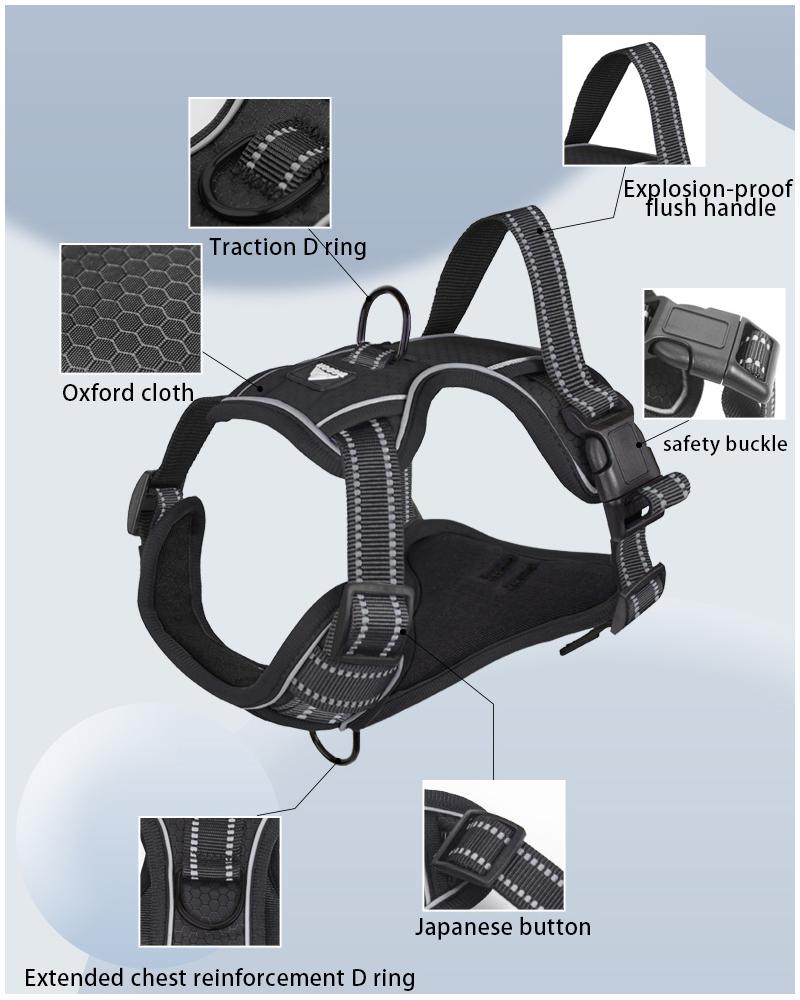 Dog Harness Belt Explosion-proof Punching Reflective Breathable Vest Outdoor Walking Without Drawstring French Bulldog Large Dog