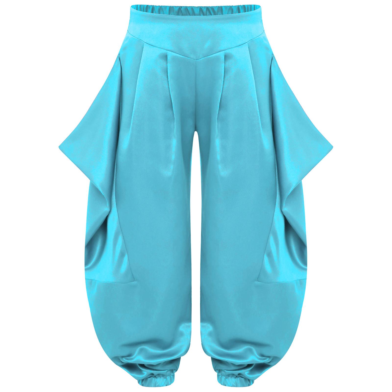 

Дівчачі штани для танцю живота однотонного дизайну з рюшами на половину еластичним поясом гаремного стилю для виступів 5-6 Years