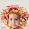 Newborn Photography Props Handmade Colorful Flower Bonnet Studio Shooting Posing Accessories Soft Photo Hat For Infant Baby Use
