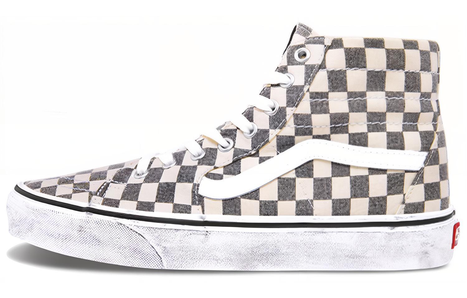 Vans Sk8 Hi Tapered Washed Asphalt True White Checkerboard VN0A4U16HQE 34.5