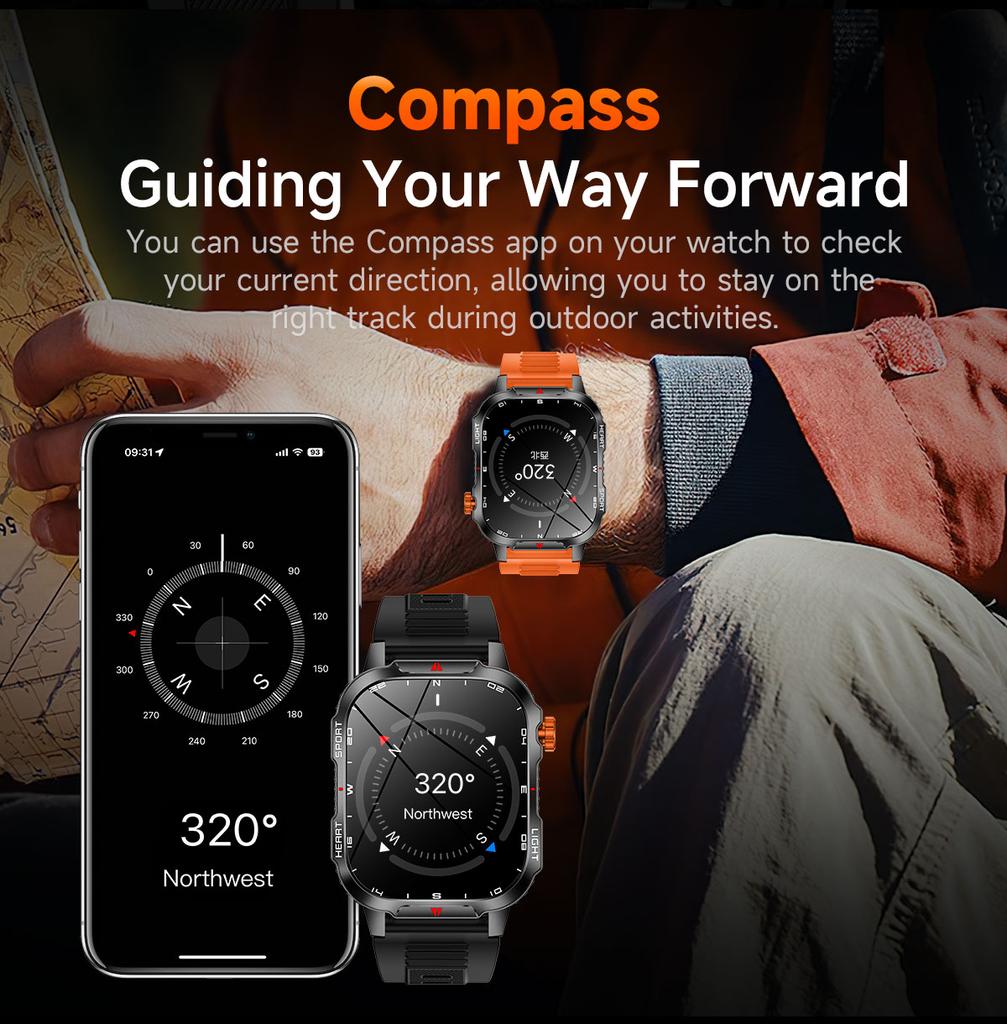 2025 New Men's Smart Watch Bluetooth Call 1100mAh Large Battery 60 days standby time 2.01 inch Screen IP68 Waterproof Motion Tracker