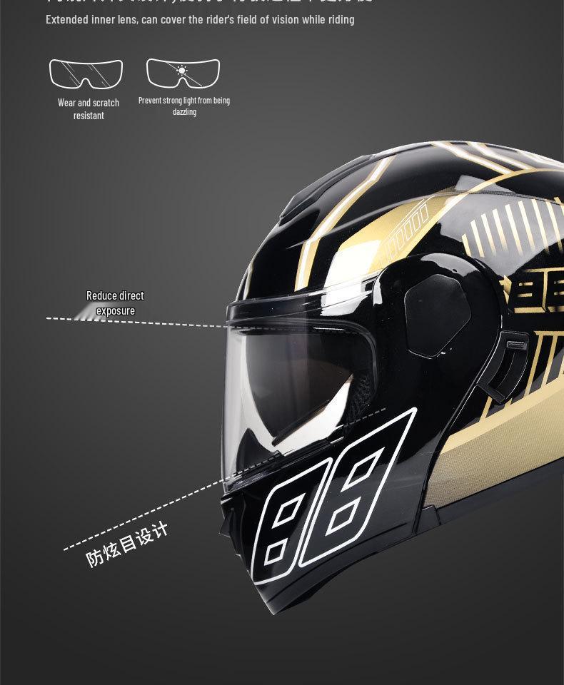 Unisex Electric Motorcycle Full Face Helmet, 3C/DOT Certified, All-Season Flip-Up Safety Helmet