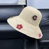 Quality Raffia Hand Hook Sun Hat Women's Handmade Embroidered Flower Bucket Hat Seaside Vacation Sun Protection Straw Hat