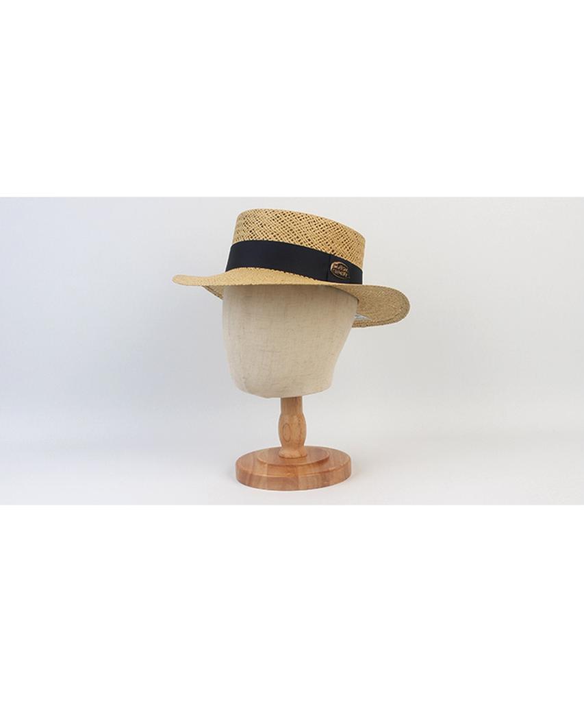 Beige Navy Line Panama Hat