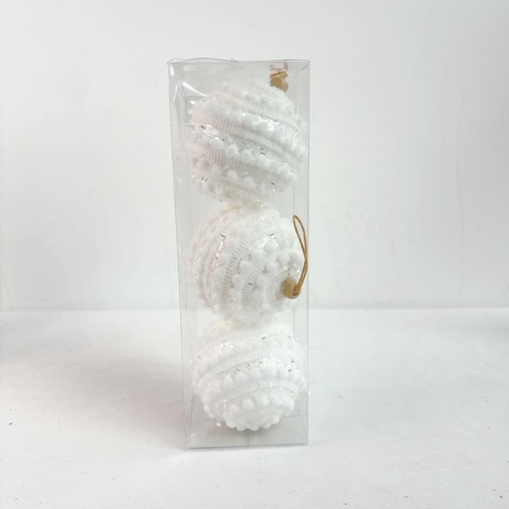 

3pcs 8cm Foam Christmas Balls Pendant Shatterproof Reusable Christmas Macaron Hanging Balls Elegant Colorful other білий