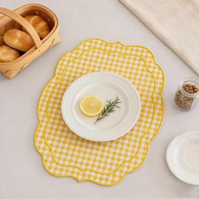 Set de table à carreaux rétro Style vintage Set de table brodé Lavable en machine Set de table style ferme pour table à manger Fête de mariage Décoration d'anniversaire
