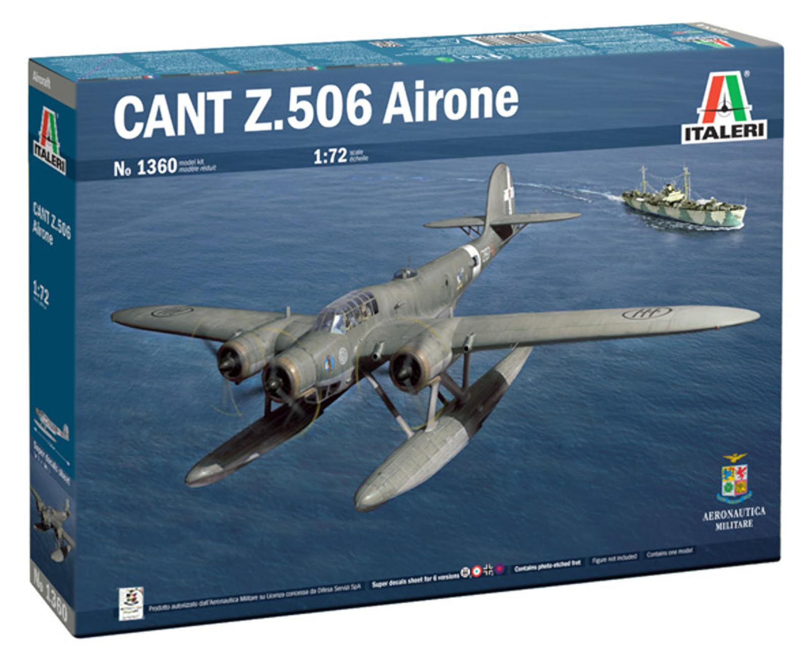 

Platz Italeri Scale WWII Italian Canto Airone Seaplane Plastic Model Kit IT1360 1/72 Z.506 (Airplane)