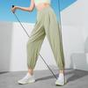 Li Ning Womens Fitness Series UPF 50+ Solid Color Reflective Elastic Waistband Cuffed Sports Pants Women Pants Yew-Green AKLT542-8