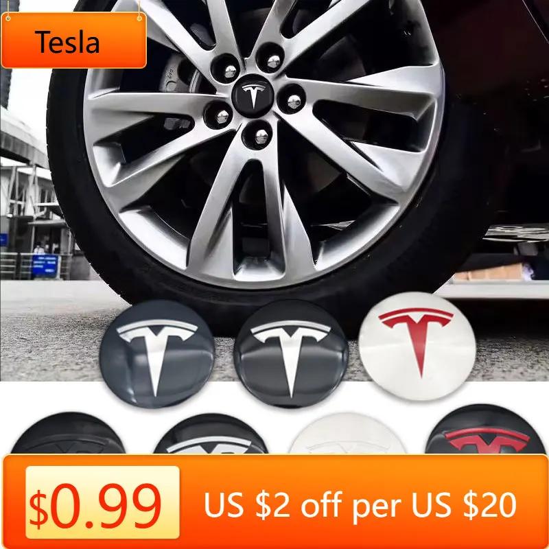 Car Sticker Tesla 4pcs 56mm Tesla Cap Hub Center Cap Logo High Quality Sticker for Tesla Model 3 Y S X Personalized Car Decals C