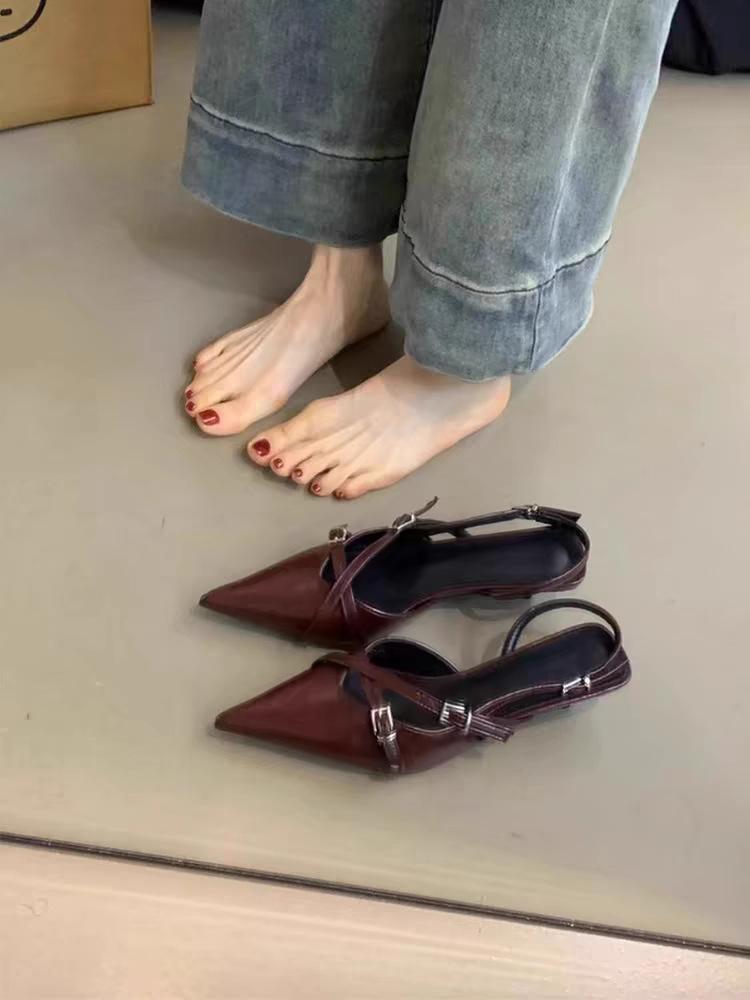 

Популярные остроносые туфли-лодочки с одной пряжкой, модные, с французским темпераментом, красивые рабочие туфли, универсальные женские туфли интернет-знаменитости 42 бордовый