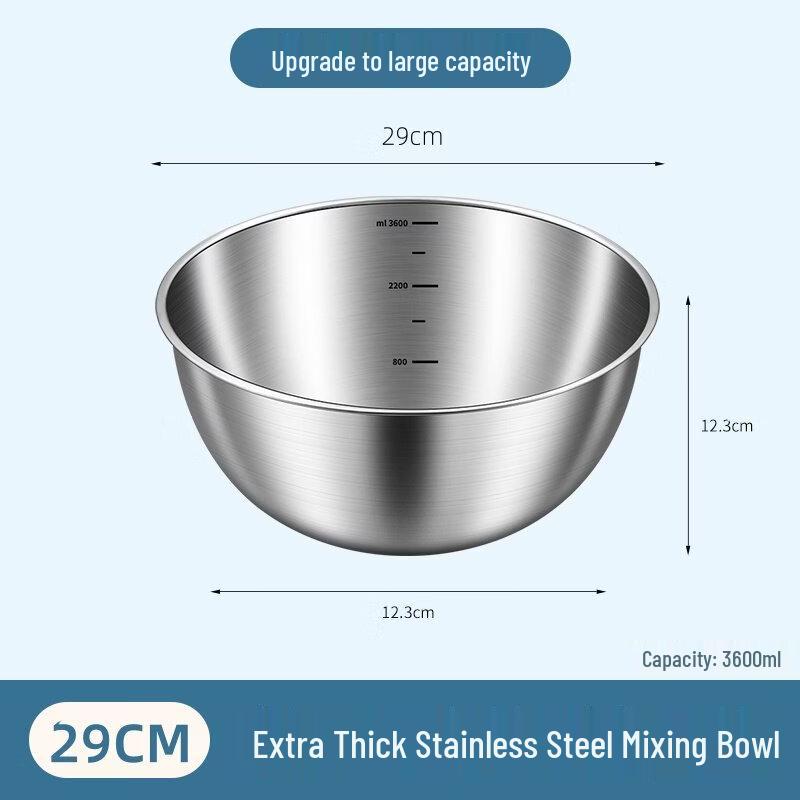 ZISIZ Food Grade Thickened Stainless Steel Salad Bowl