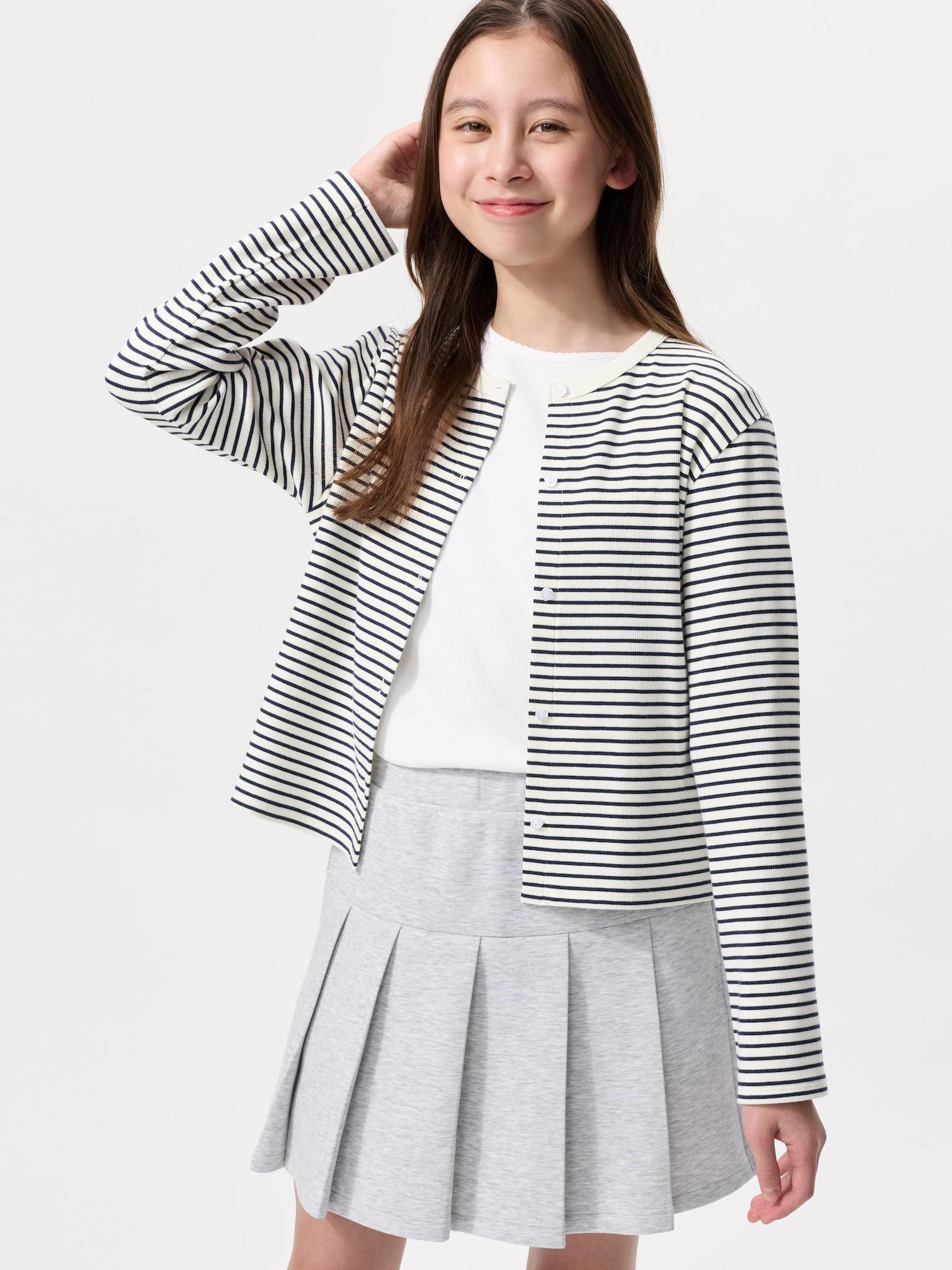 

Uniqlo Япония Девочки Мягкий в рубчик Кардиган 00 WHITE/100