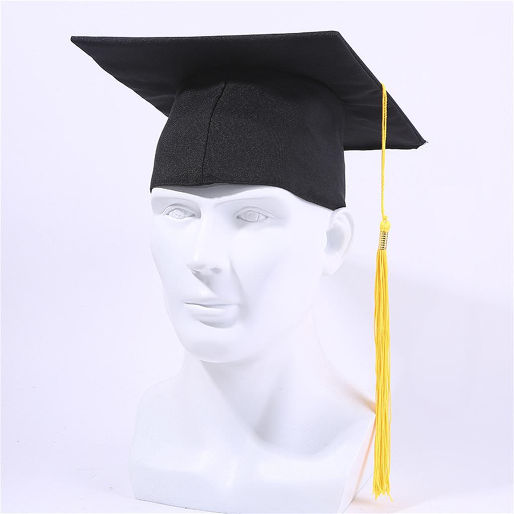 Cappello di Laurea Nero Classico con Fodera Morbida e Nappe per Cerimonie Accademiche e Fotografia di Adulti