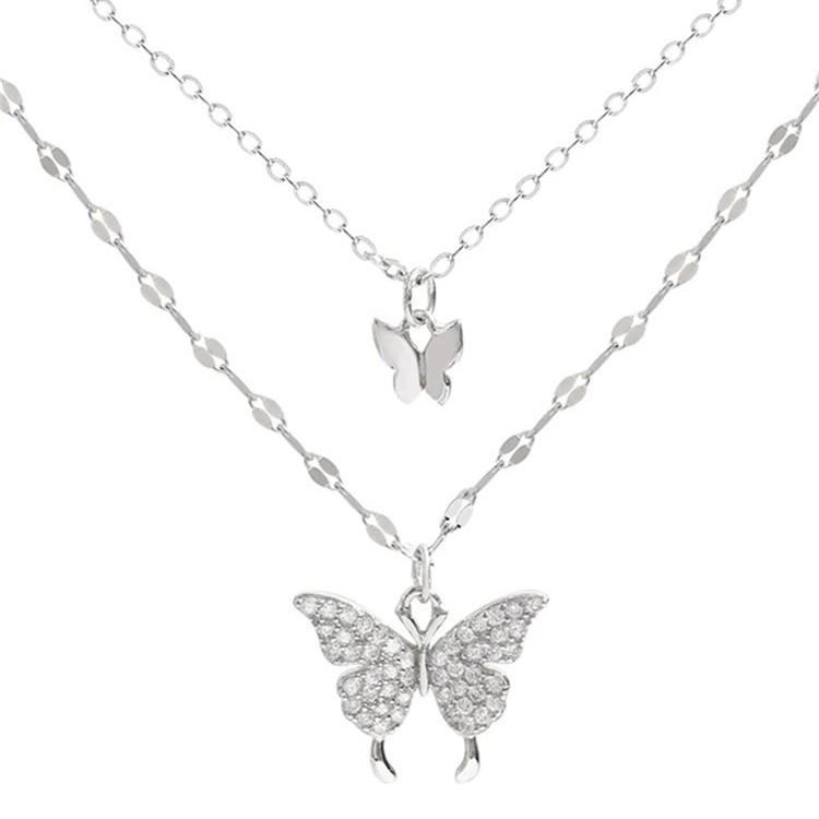 Collier Papillon Double Couche Haut Design 2026 | Choker Non-Décolorant pour Femme avec Niche, Élégance Simple