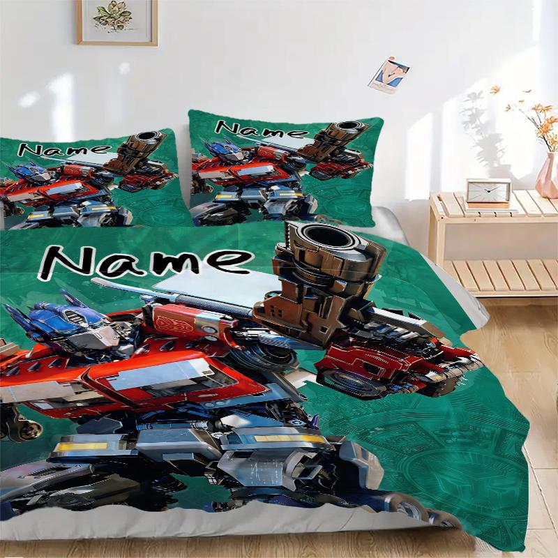 Custom Name Transformative Force Bedding 3 Piece Set HD Print Duvet Cover Pillowcases for Teens Adult Bedroom Decoration