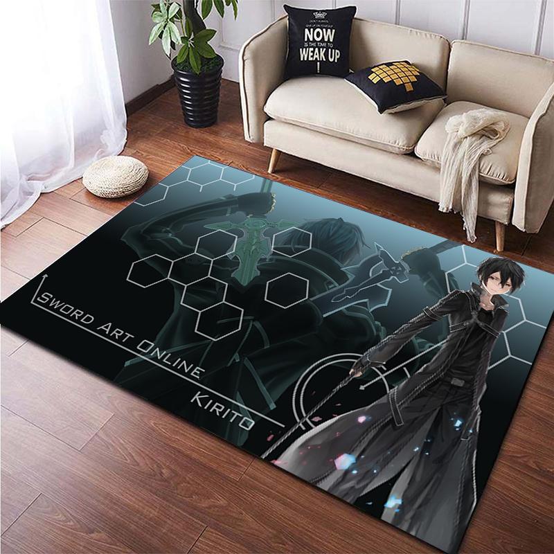 Hot Anime SAO Sword Art Online Modern House Living Room Floor Matte Bedroom Carpet Poster Mat Pattern Decorative Square Rug Gift