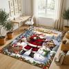 Christmas Theme Crystal Velvet Rug Personalized Custom Name Text Soft Floor Mat Home Decor