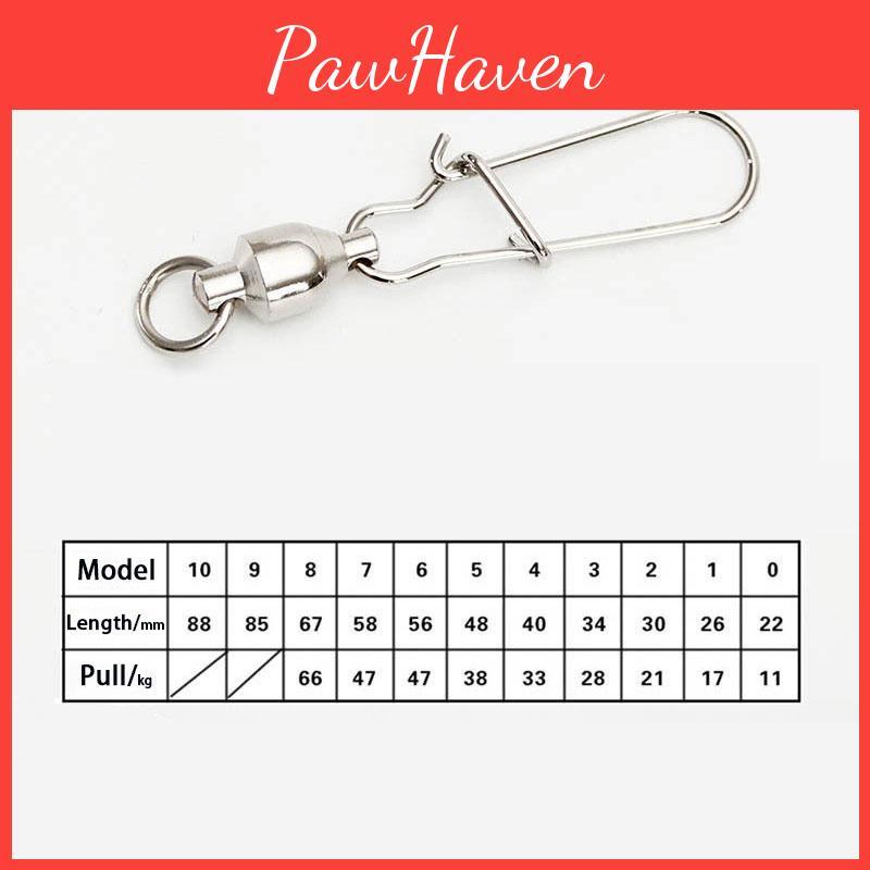 Premium Stainless Steel Ball Bearing Fishing Swivel With Secure Lock Snap Set