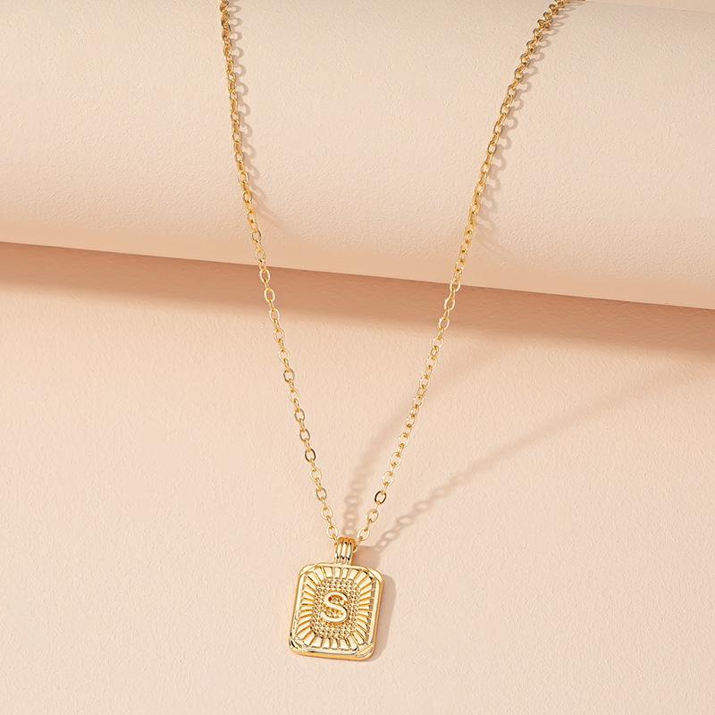 Square Brand 26 English Letter Necklace Hip-hop Necklace Ins Style Female European and American Design Sense Clavicle Chain