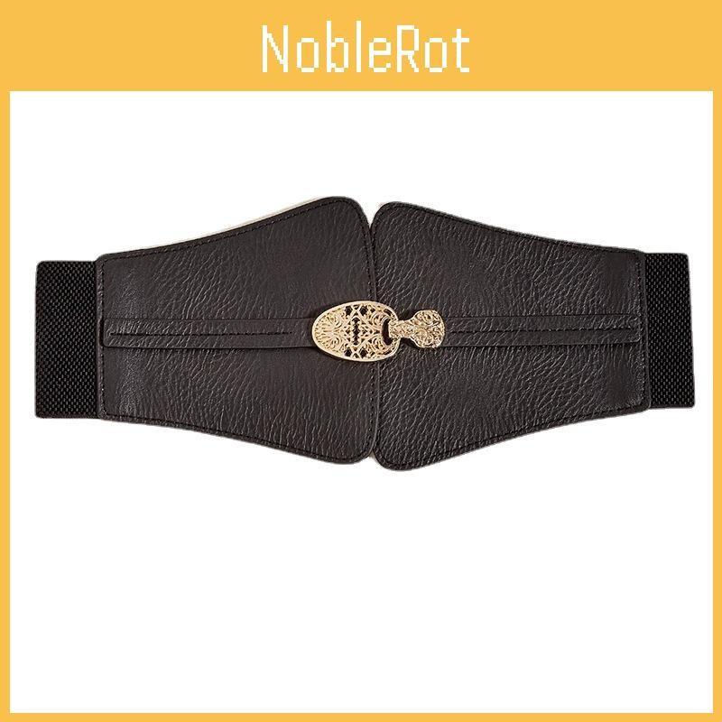 Buckle Fashion Gold Decoration Women Casual Black Faux Leather Belt Daily For
