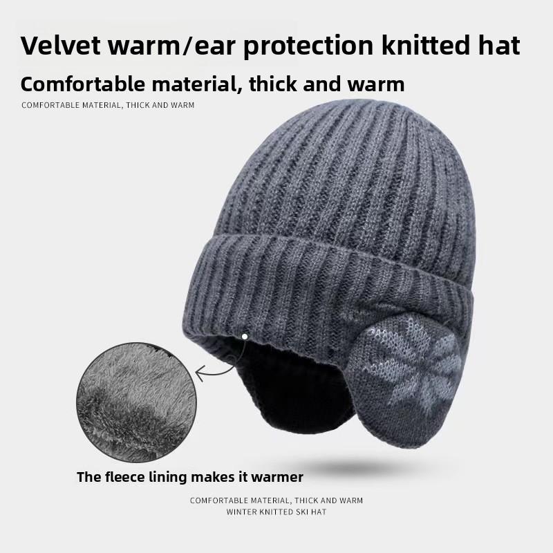 Men's and Women's Universal Fleece Warm Hat -Elastic and Retractable Windproof Ear Muffs,Winter Cycling Outdoor Headgear and Cold Protection Equipment