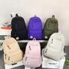Middle School Student Schoolbag Women's Large Capacity Backpack Men Solid Color Nylon Backpack