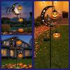 Glowing Pumpkin Landscape Lights Solar Halloween White Ghost Moon Garden Stake Light, Waterproof LED Automatic Powered Lamps Yard Decoration,