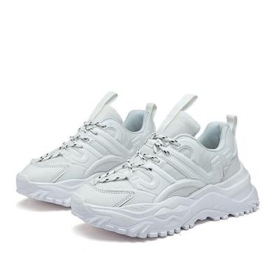 Damen Trendschuhe mit dicker Sohle, Mesh-Oberfläche, atmungsaktiv, Schnürschuhe, Freizeitschuhe, weiche Sohle, bequeme Sportschuhe
