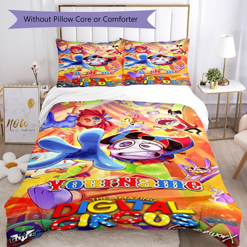 Digital Circus Customize Your Name Bedding Set Breathable Duvet Cover with Pillowcases Home Decoration Birthday Gift