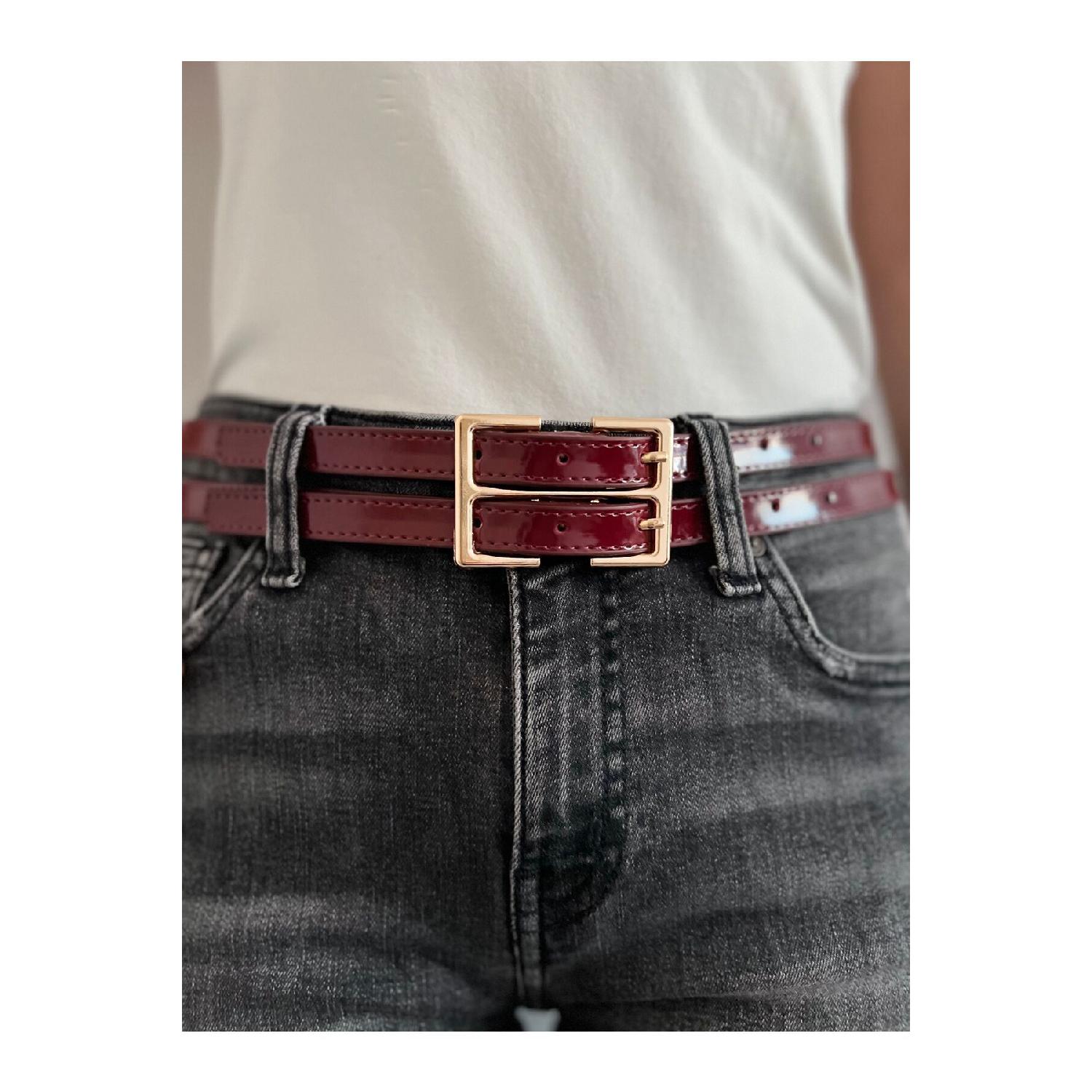 

Double Patent Leather Belt Burgundy 100 cm алабама багровый