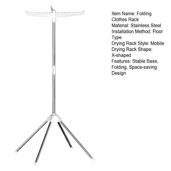 Folding Clothes Rack with Stable Base Space-saving Design Flexible Arm Clothes Hanger Portable Clothes Drying Rack