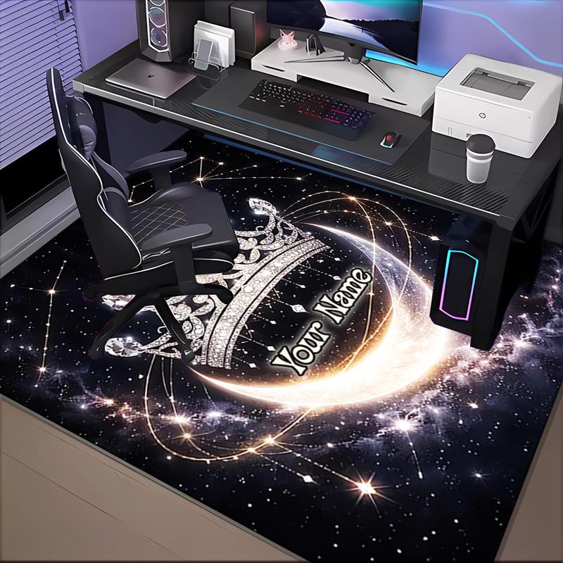 1PC Custom Name "Starry Crown Dreams" Theme Floor Mat Ideal for Living Room, Game Rooms, Office, Bedroom,Floor Mat Playful Design