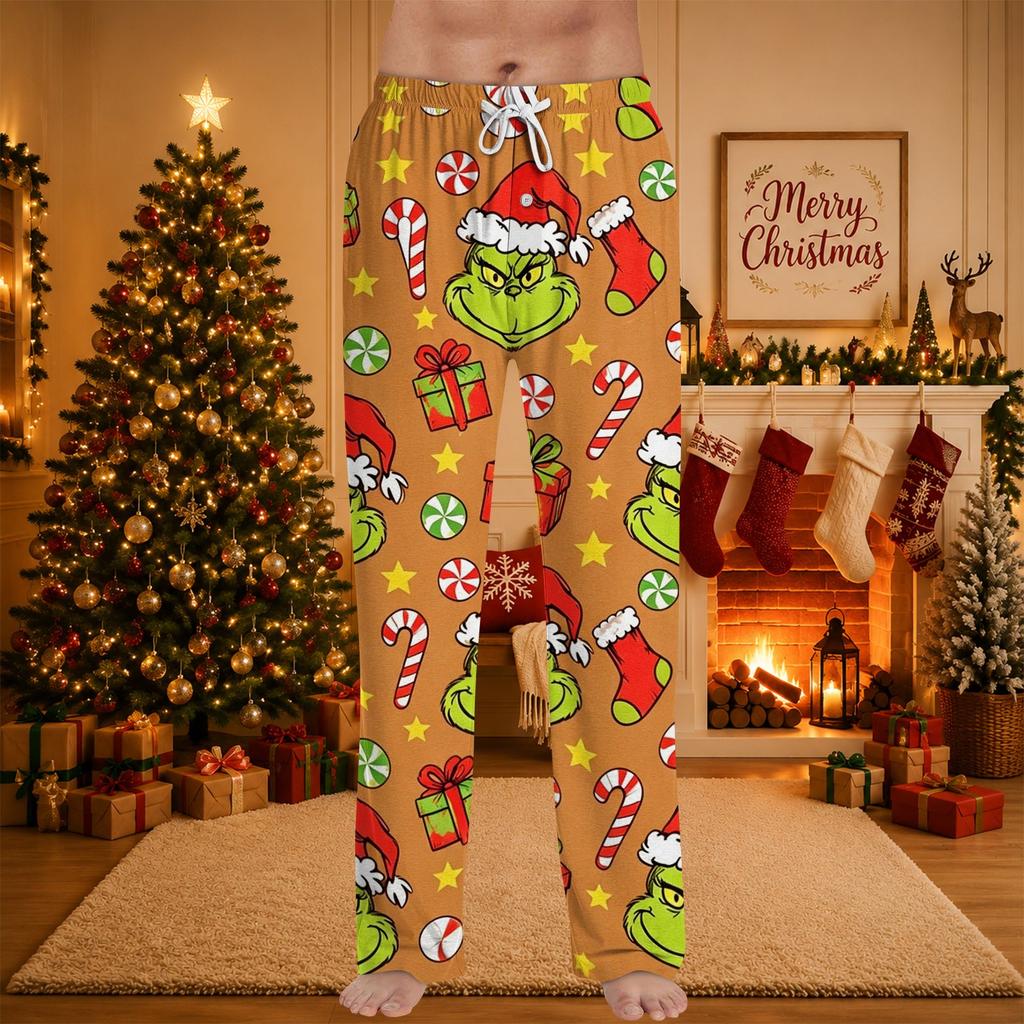 Men's Christmas Print Sleep Pants for Casual Lounging