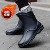 Trendy and fashionable men's rain shoes waterproof and non-slip fishing rain boots thick-soled wear-resistant and warm car wash water shoes