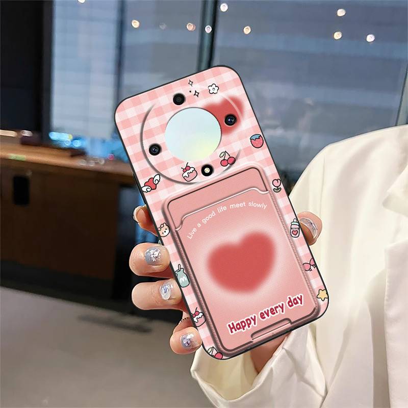 Shockproof Back Cover Phone Case For Honor X9a 5G/Magic5 Lite Card slot Dirt-resistant Silicone protective Card bag Cute