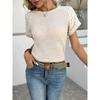 Summer Short Sleeve Thin Hollow Out Women Blouse O Neck Casual Simple Slim Fit Office T Shirt Ladies Fashion Elegant Solid Color Basic Tops Clothes