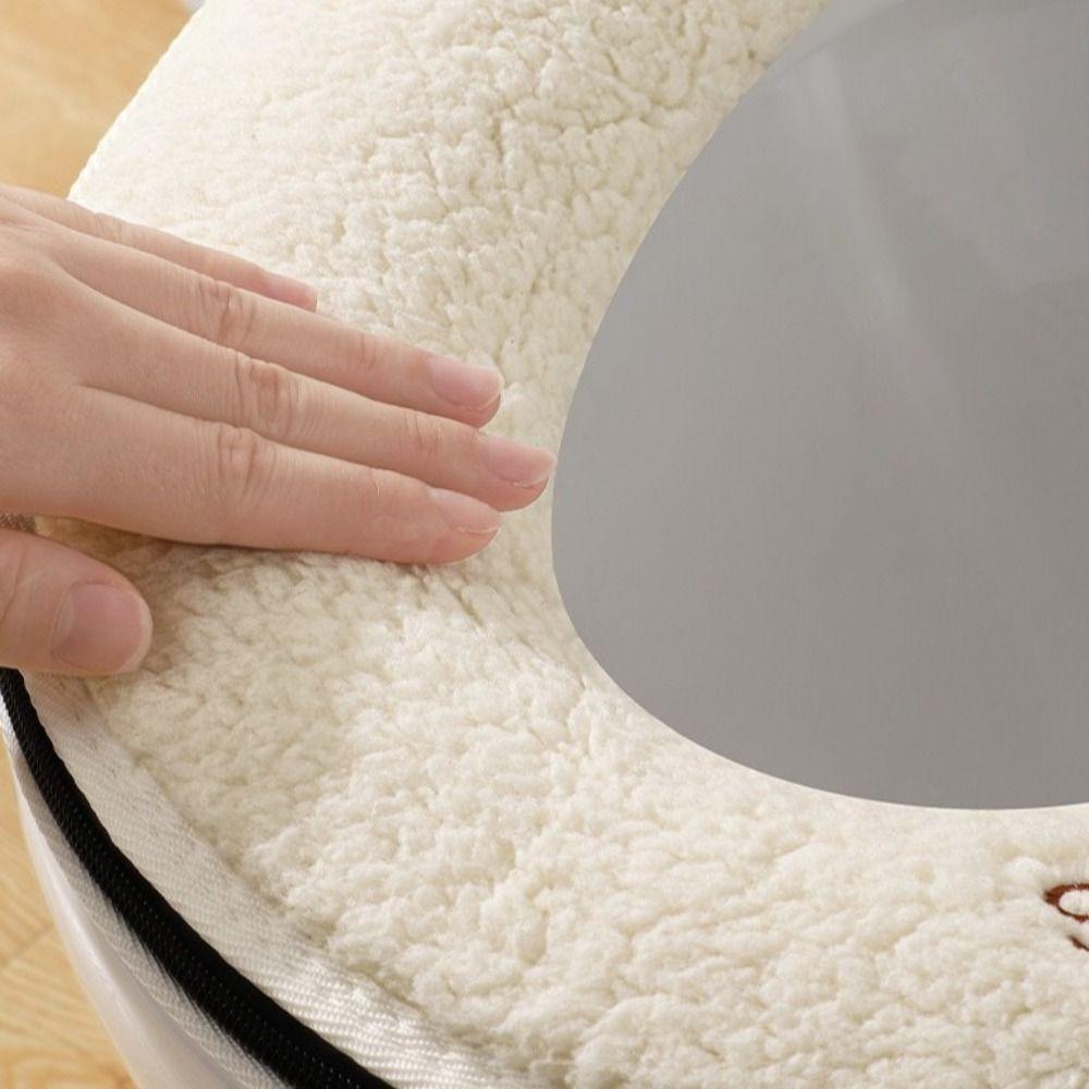 Comfortable Cartoon Toilet Seat Cover Thickened Warm Velvet Toilet Seat Washable Detachable Toilet Gasket Bathroom