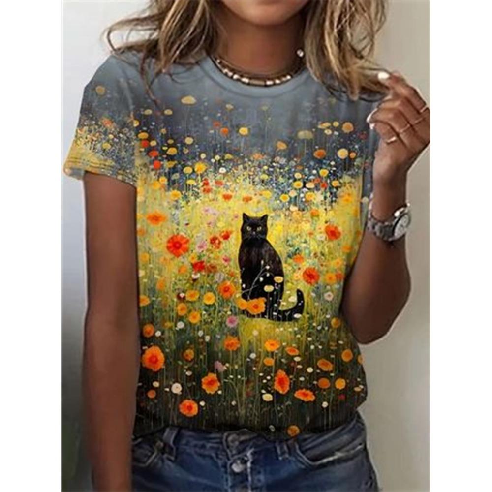 Women's T-Shirts 3d Animal Print Daily Tshirt Funny Casual Ladies Short Sleeve O Neck Female Clothing Top
