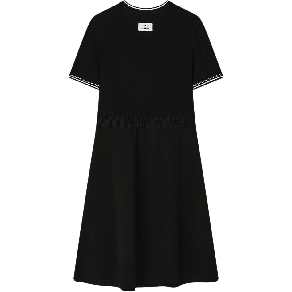 Fila X M.C. ESCHER Heritage Series Fashion Casual Woven Short Sleeve Dress Women Dresses Black F11W538311F-BK