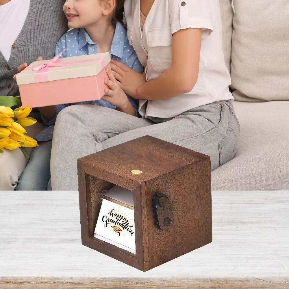 Hand Motion DIY Wooden Rotating Picture Album 8/16 Photos Page-turning Photo Machine  Father's Day