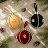 Velvet Finish Christmas Ball Ornament Rhinestone Trim Hanging Ball Ornament  Festive Decorations
