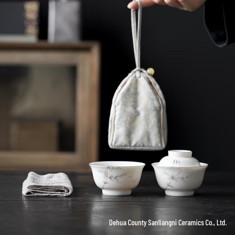 LISM Portable Ceramic Quick Tea Set for One